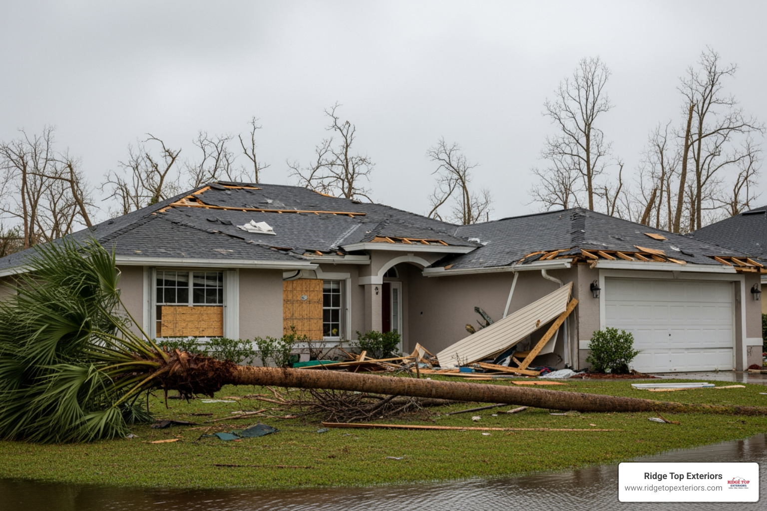 Residential storm damage after Hurricane Milton - storm damage tampa florida