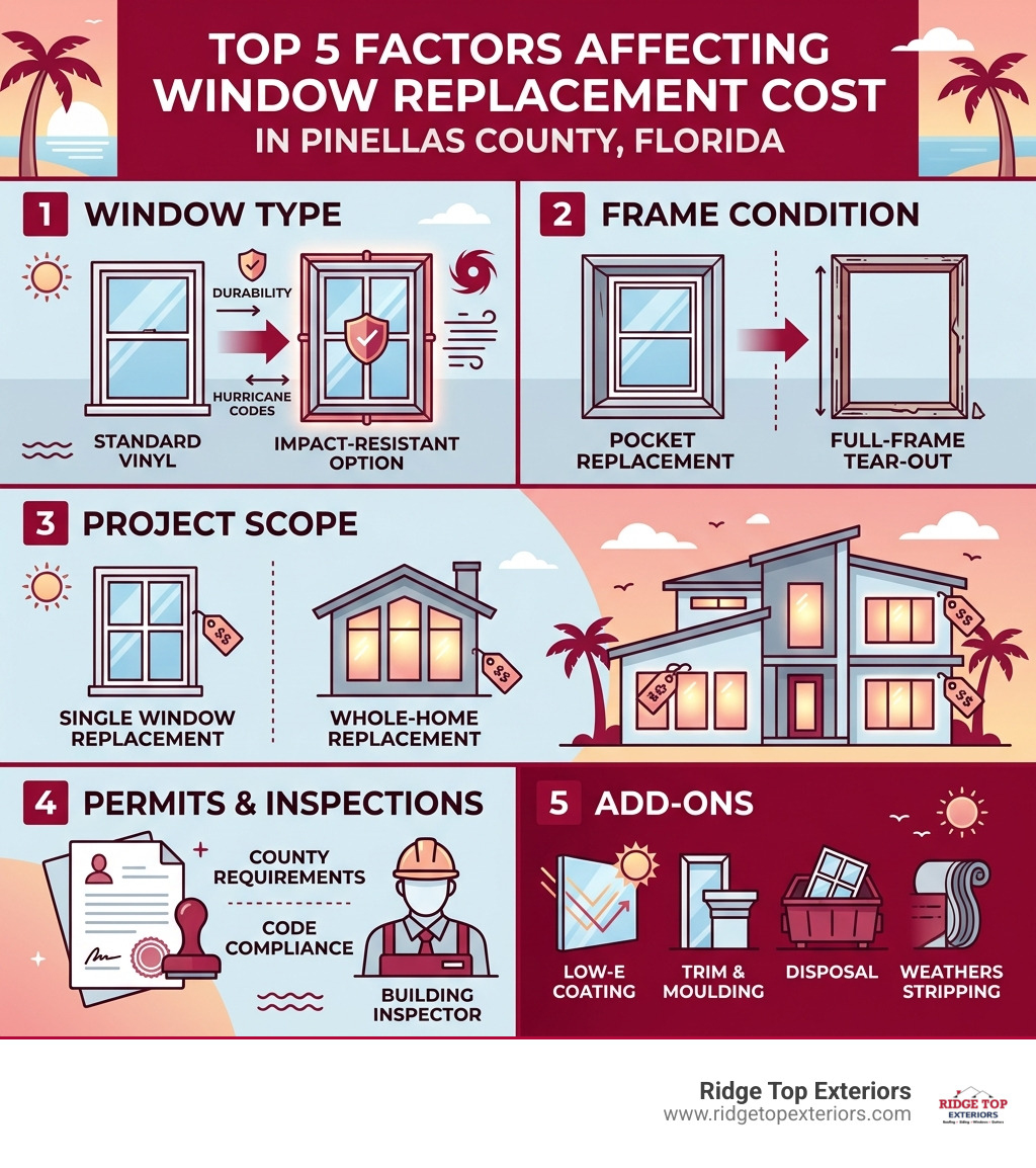 Infographic: Top 5 factors affecting window replacement cost in Pinellas County Florida - Pinellas County window replacement