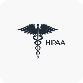 Caduceus medical symbol with wings and two serpents beside the text HIPAA.