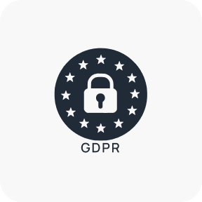 Padlock icon inside a circle of stars representing GDPR data protection.
