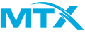 MTX letters in blue with an abstract curved line above the X.