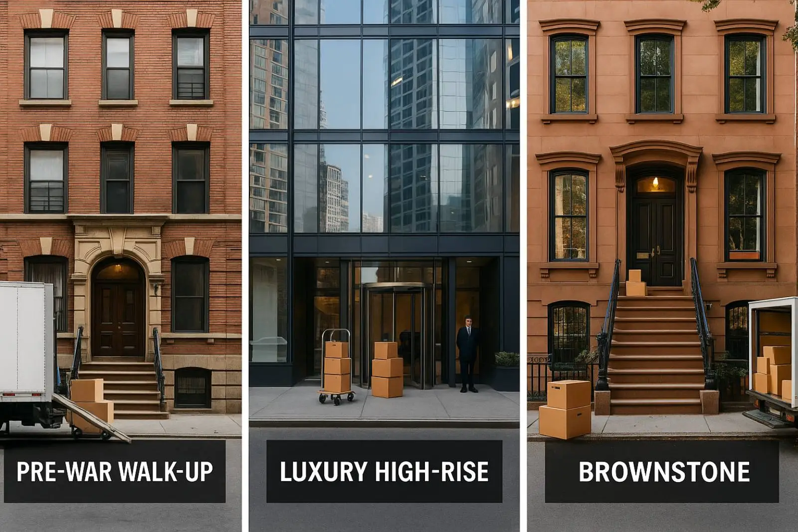 Examples of NYC building types with unique moving rules