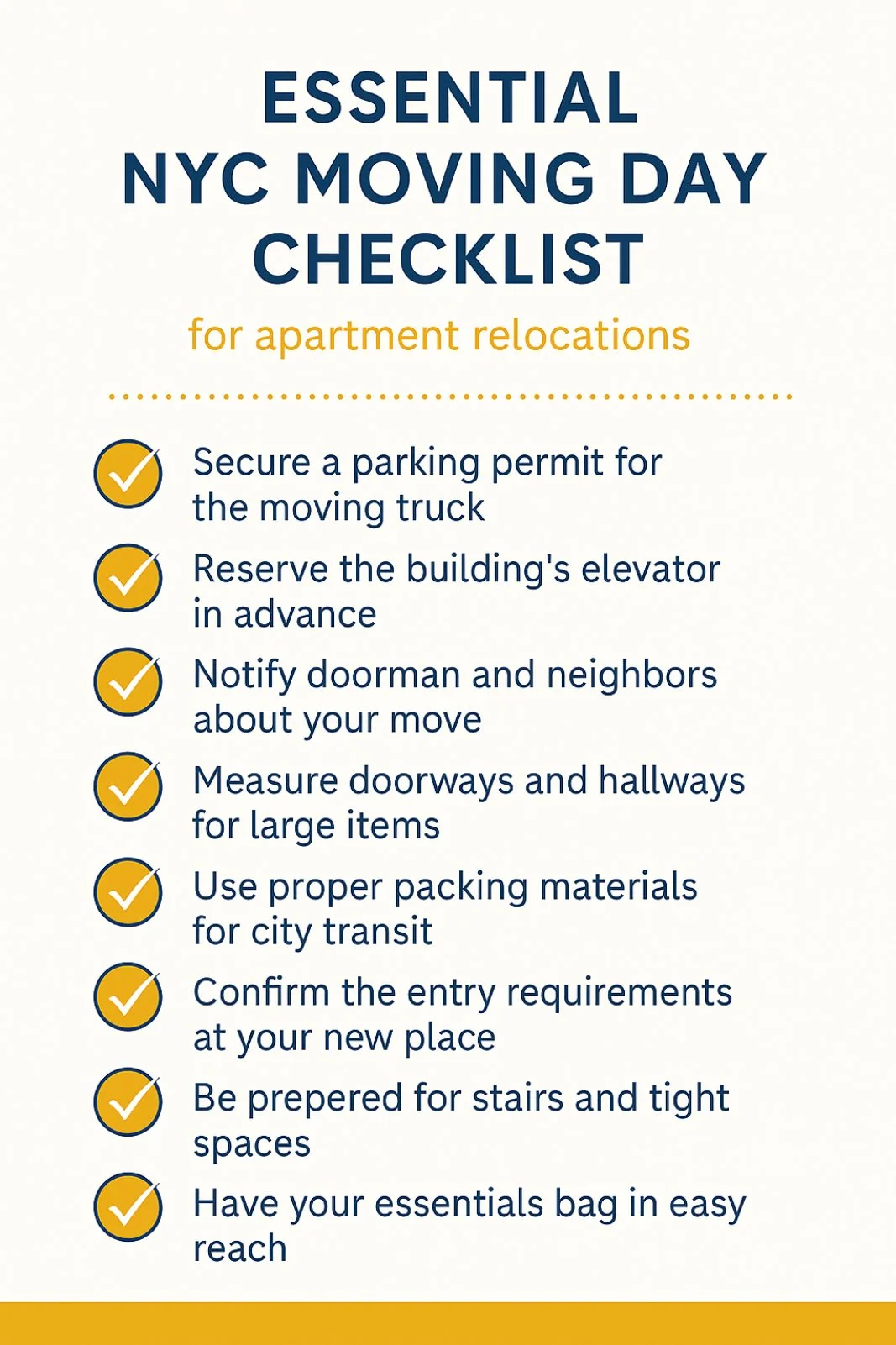 Essential NYC moving day checklist for apartment relocations