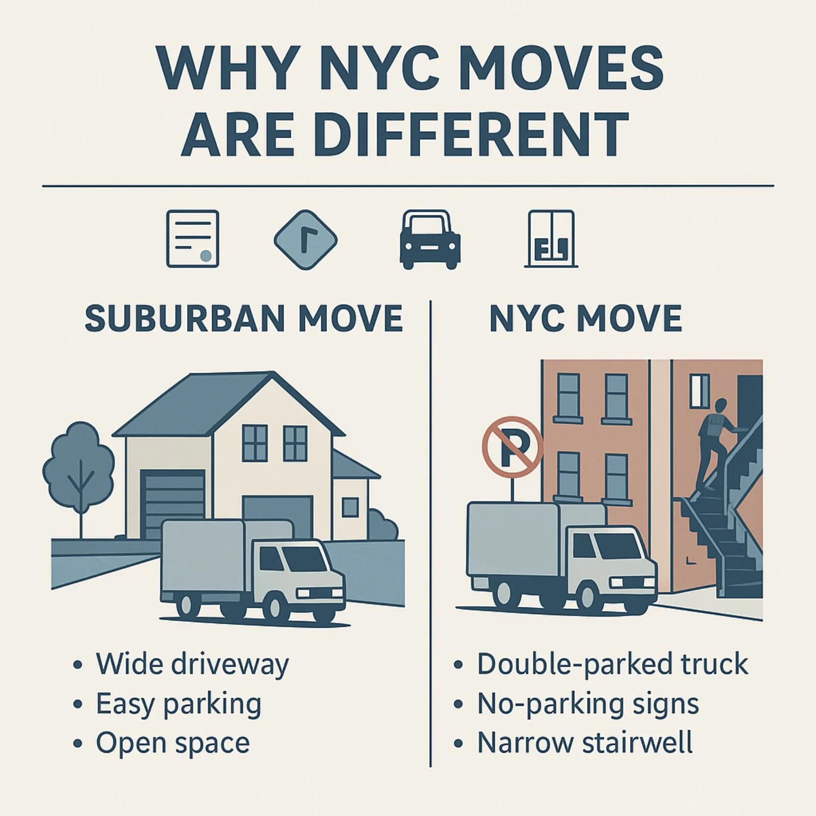 Infographic comparing suburban moving costs vs NYC moving costs.