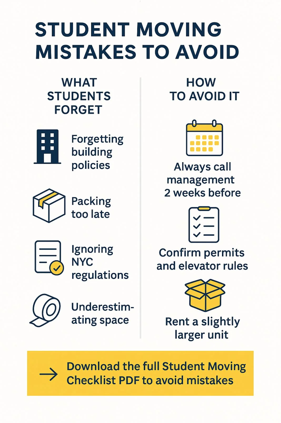Common student moving mistakes in NYC and how to avoid them.