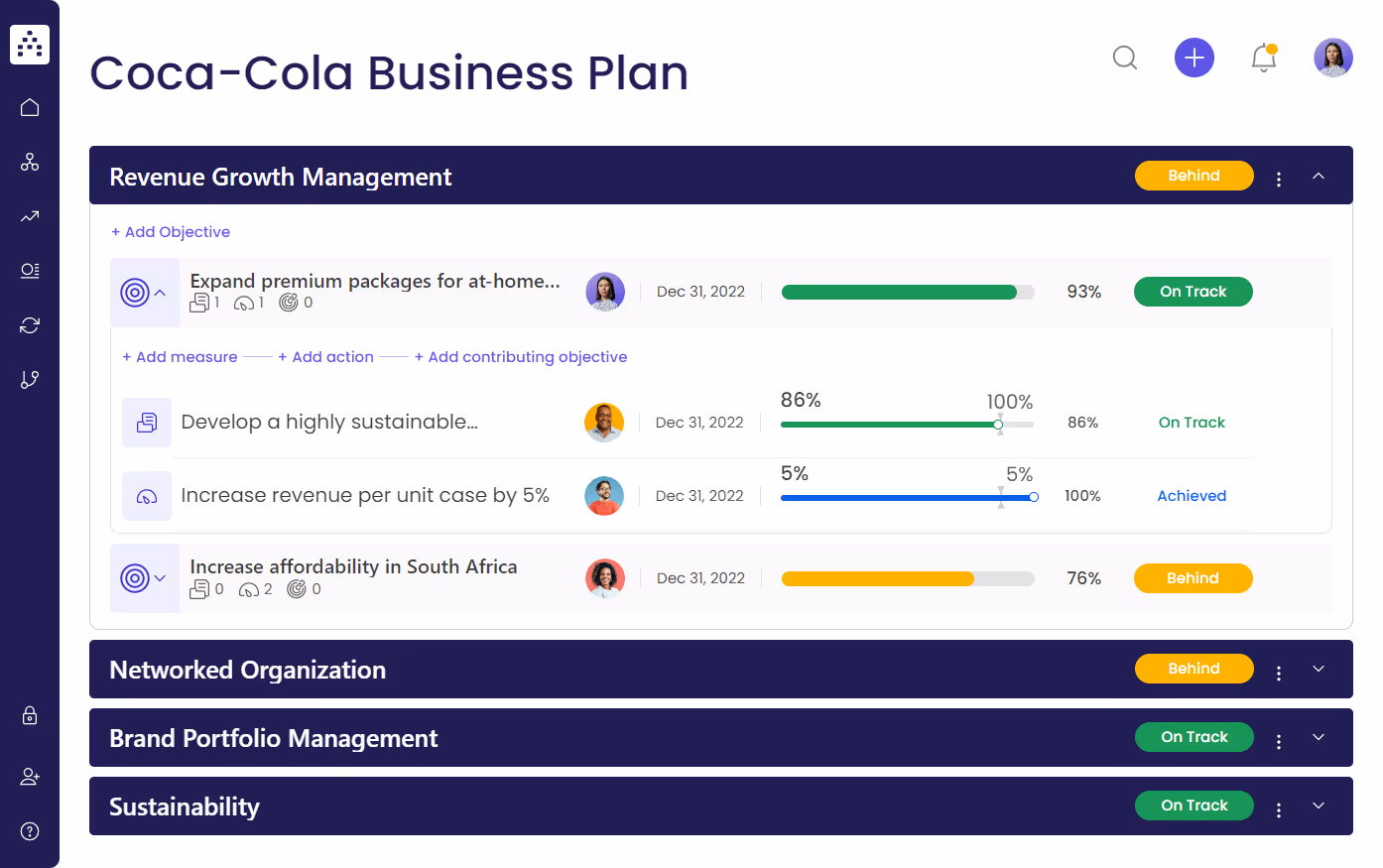 product screenshot.of the coca-cola strategy plan template in cascade