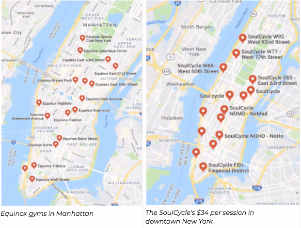 soul cycle and equinox in NYC