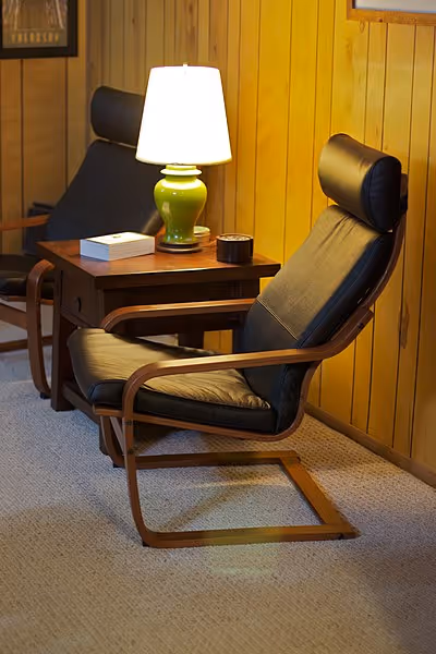 File:These sleek Ikea "poäng" chairs replace a set of older bulkier recliners, that after 8 years, became "retired". Its much more modern and open than before. (4884695478).jpg