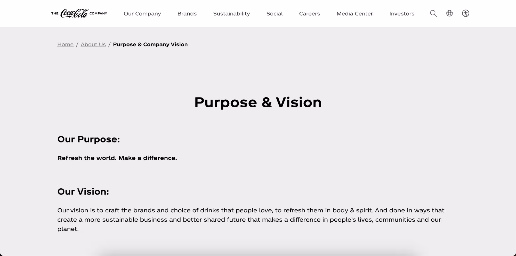 coca-cola vision statement