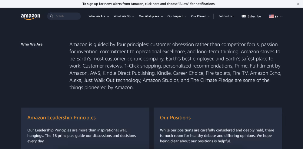 amazon vision statement