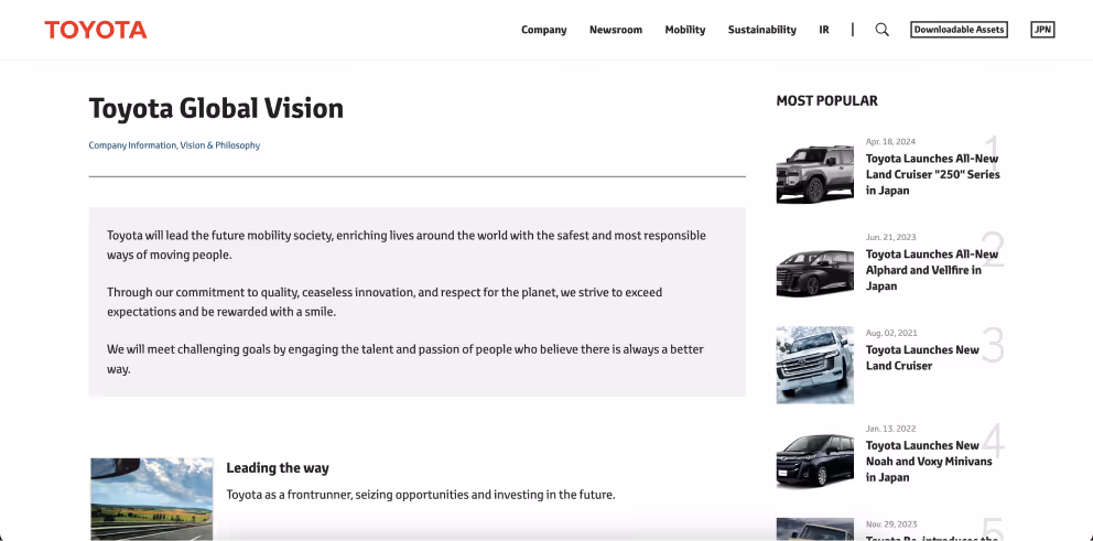 toyota vision statement