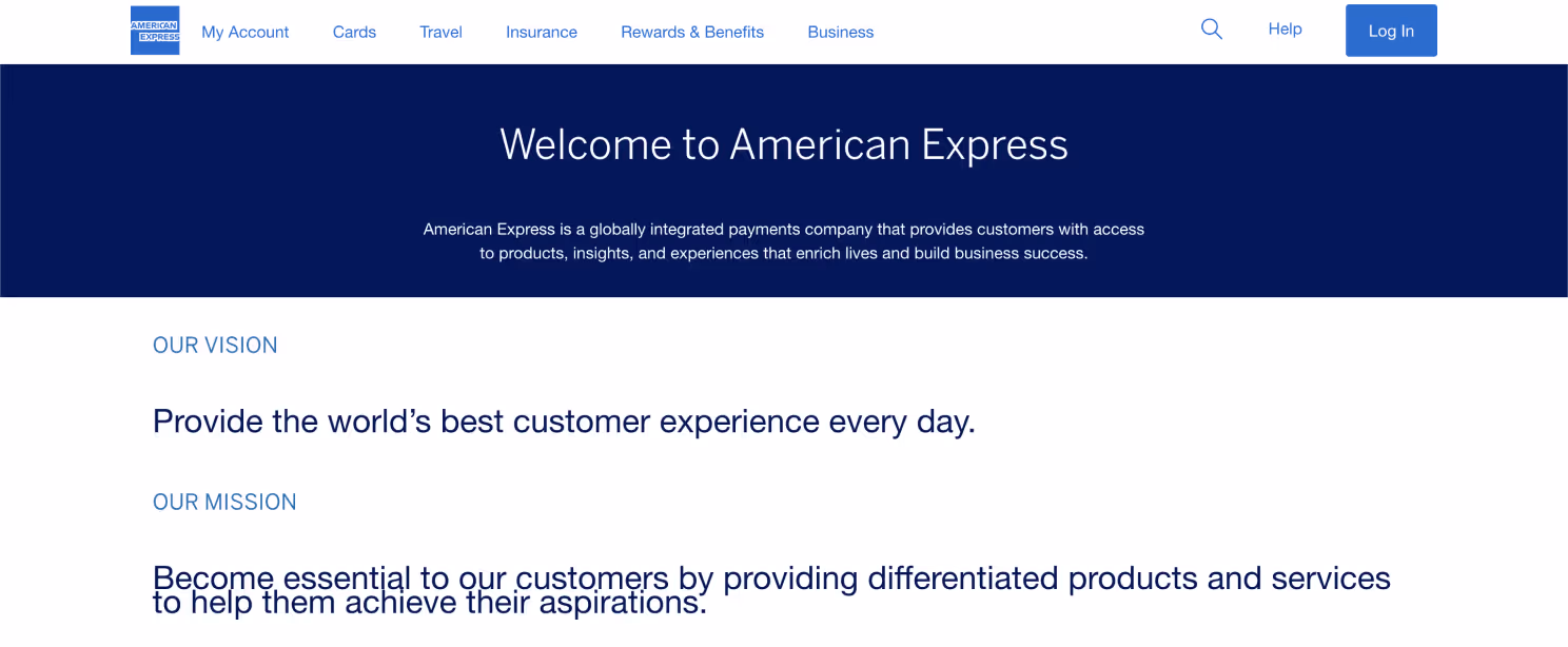 american express vision statement