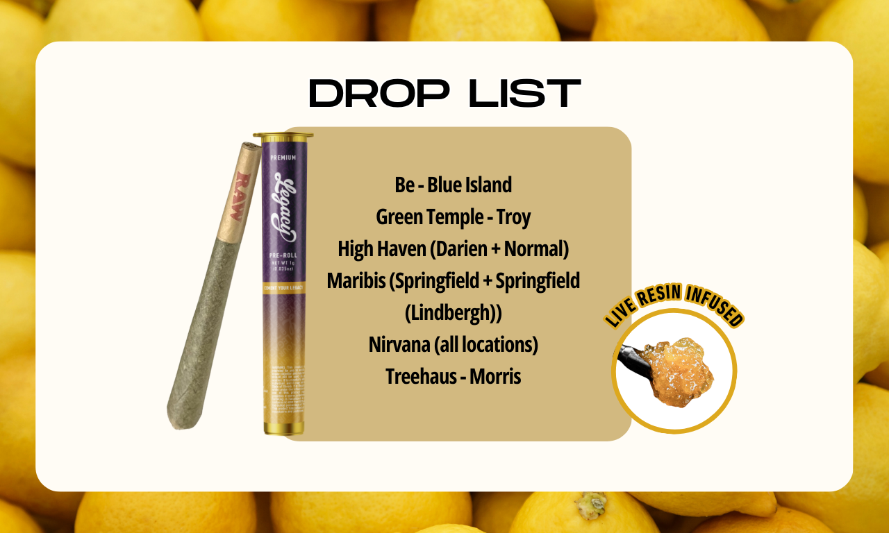 List of dispensary locations carrying the Legacy Stone Sour #9 Live Resin Infused Joint