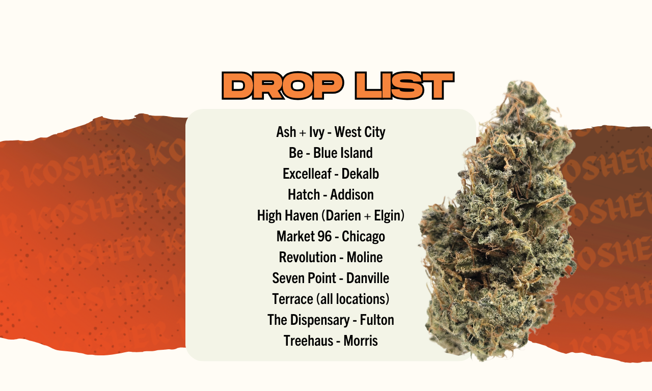 List of dispensaries carrying Legacy Kosher Kush cannabis flower