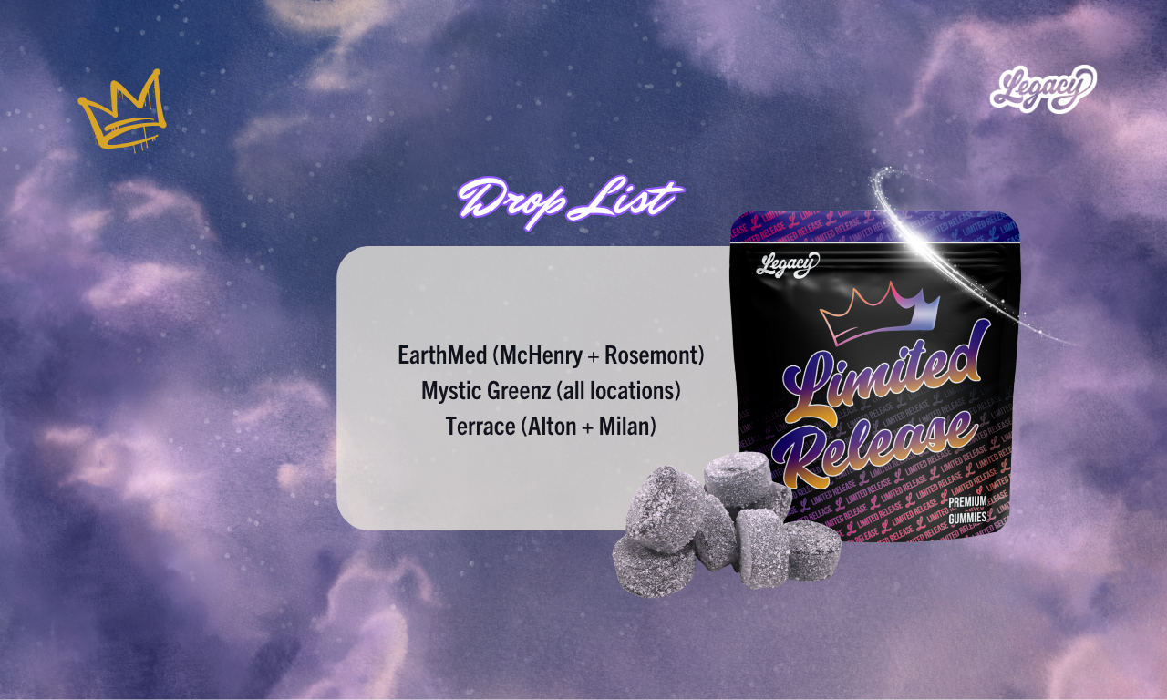 List of dispensaries stocking Lucy’s Lullaby grape gummies from Legacy Cannabis for 2025 release