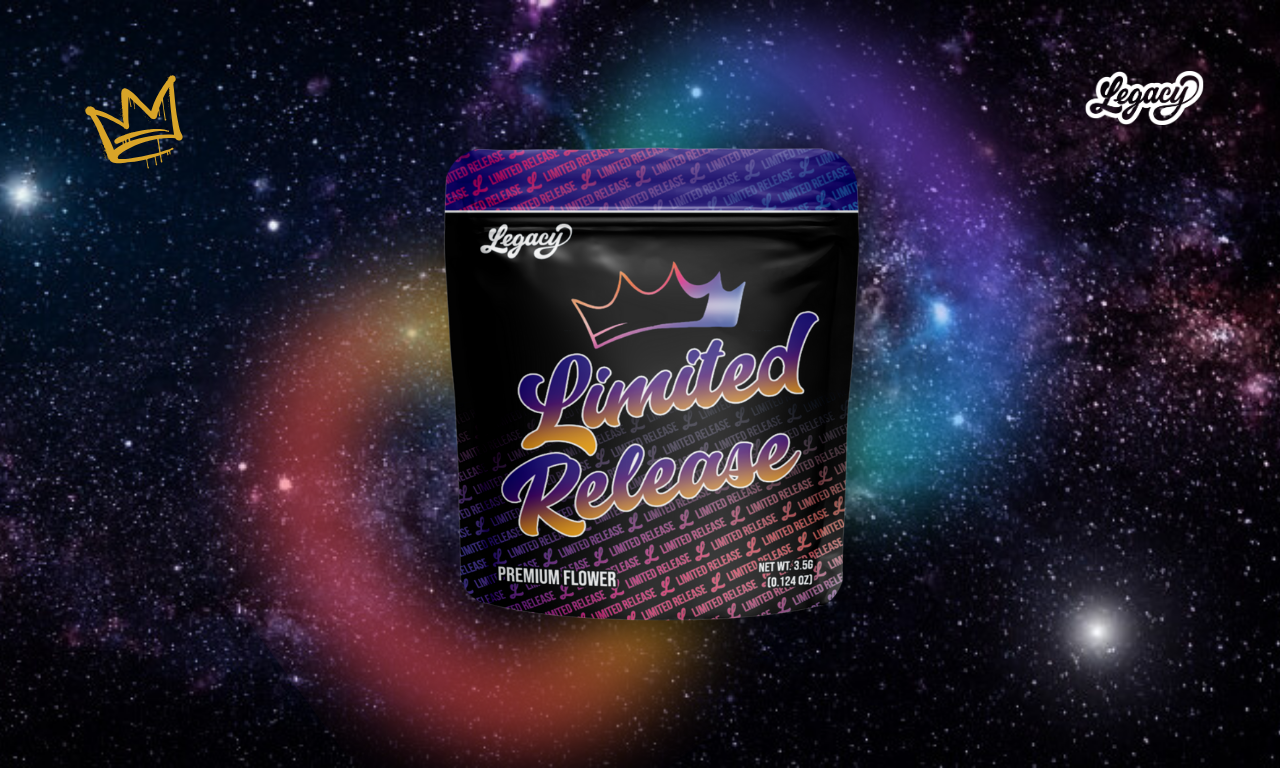 Legacy Cannabis Rainbow Belts 2.0 strain packaging featuring colorful, candy-inspired design for hybrid flower