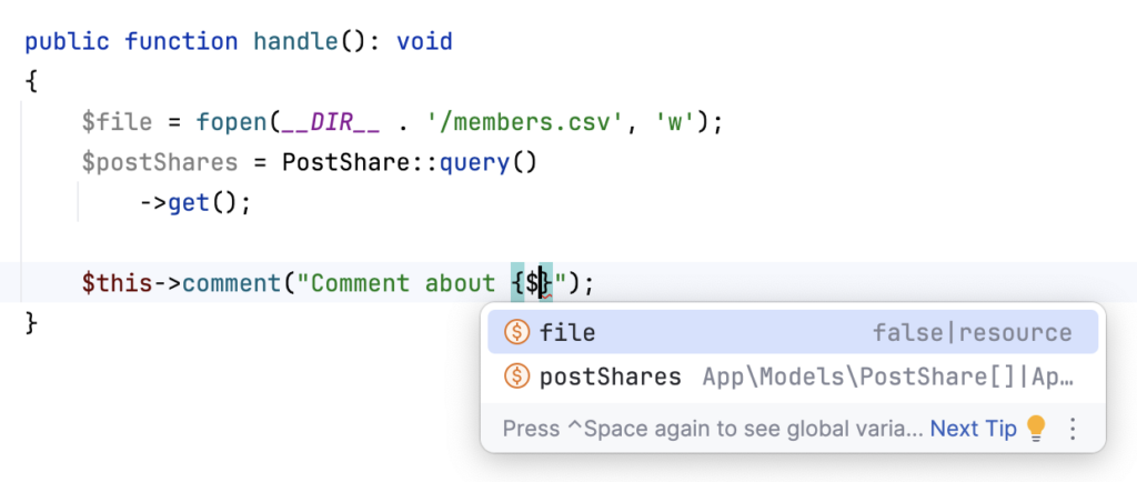 PHPstorm code-completion-and-auto-completion