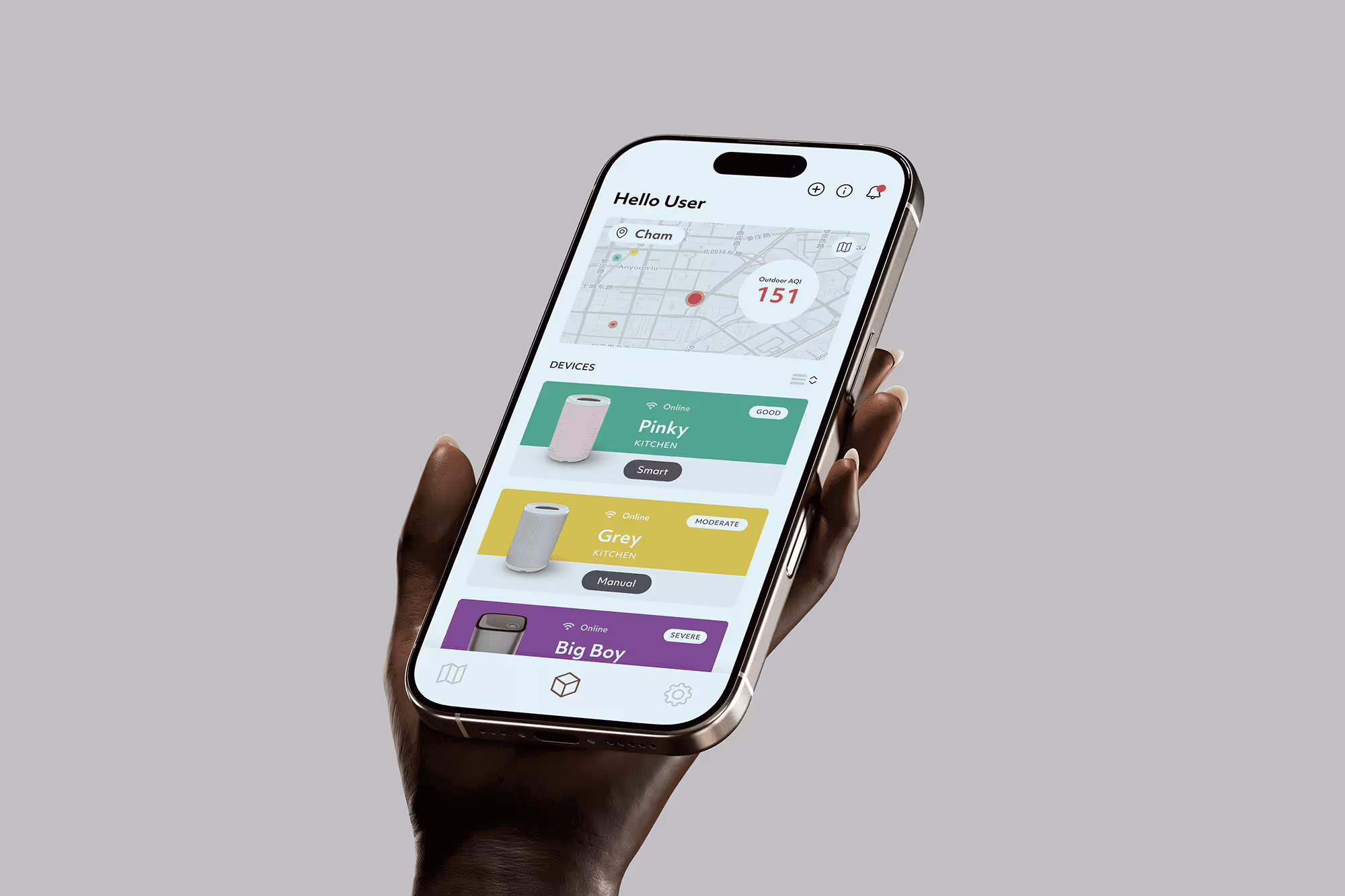 Aeris air purifier mobile app UX/UI design preview