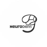 Neurodem logo with stylized brain graphic integrated into the text.