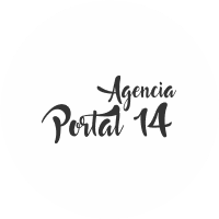 Agency Portal 14 logo with stylish black lettering on a white circular background.