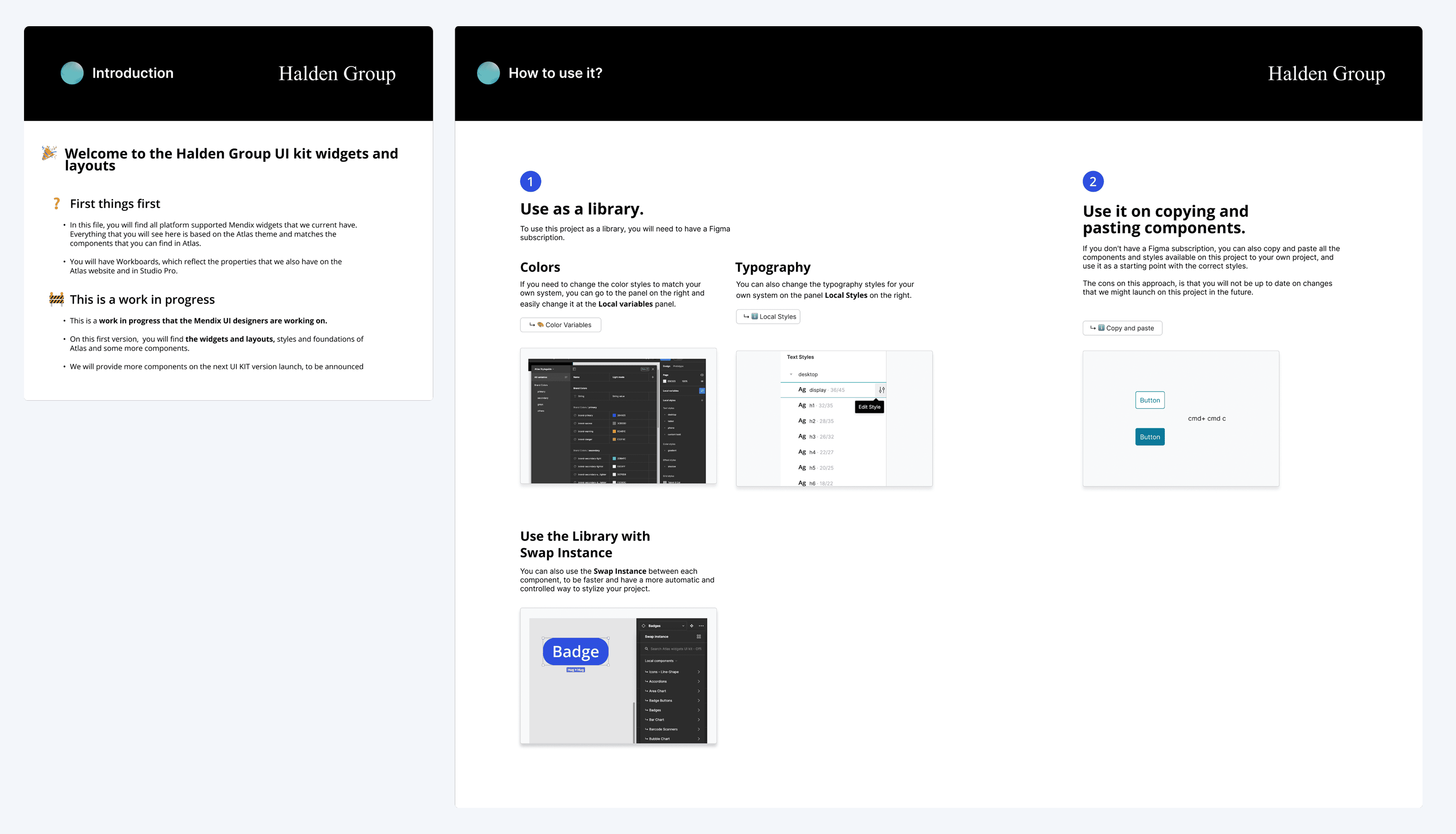 Getting Started documentation page explaining how to adopt and use the design system.