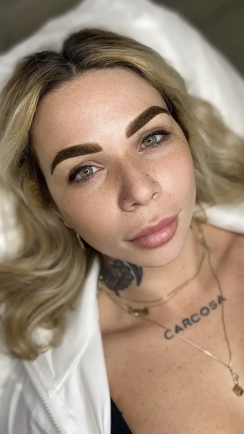 Natural powder brows on client at Re:Pigment.Me studio
