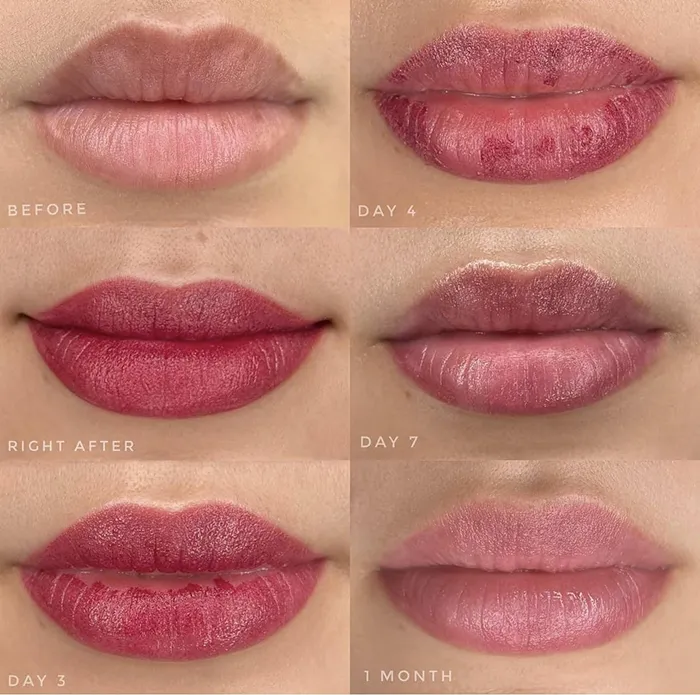 Lip blush day by day healing timeline Re:Pigment.Me
