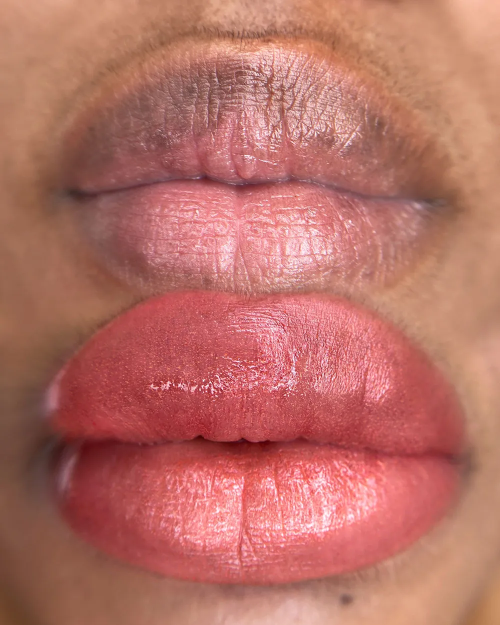 Melanin lip neutralization permanent makeup before and after
