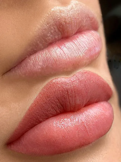 Lipstick effect permanent makeup before and after