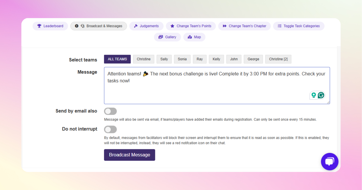 Monitor real-time game progress with PlayTours admin tools
