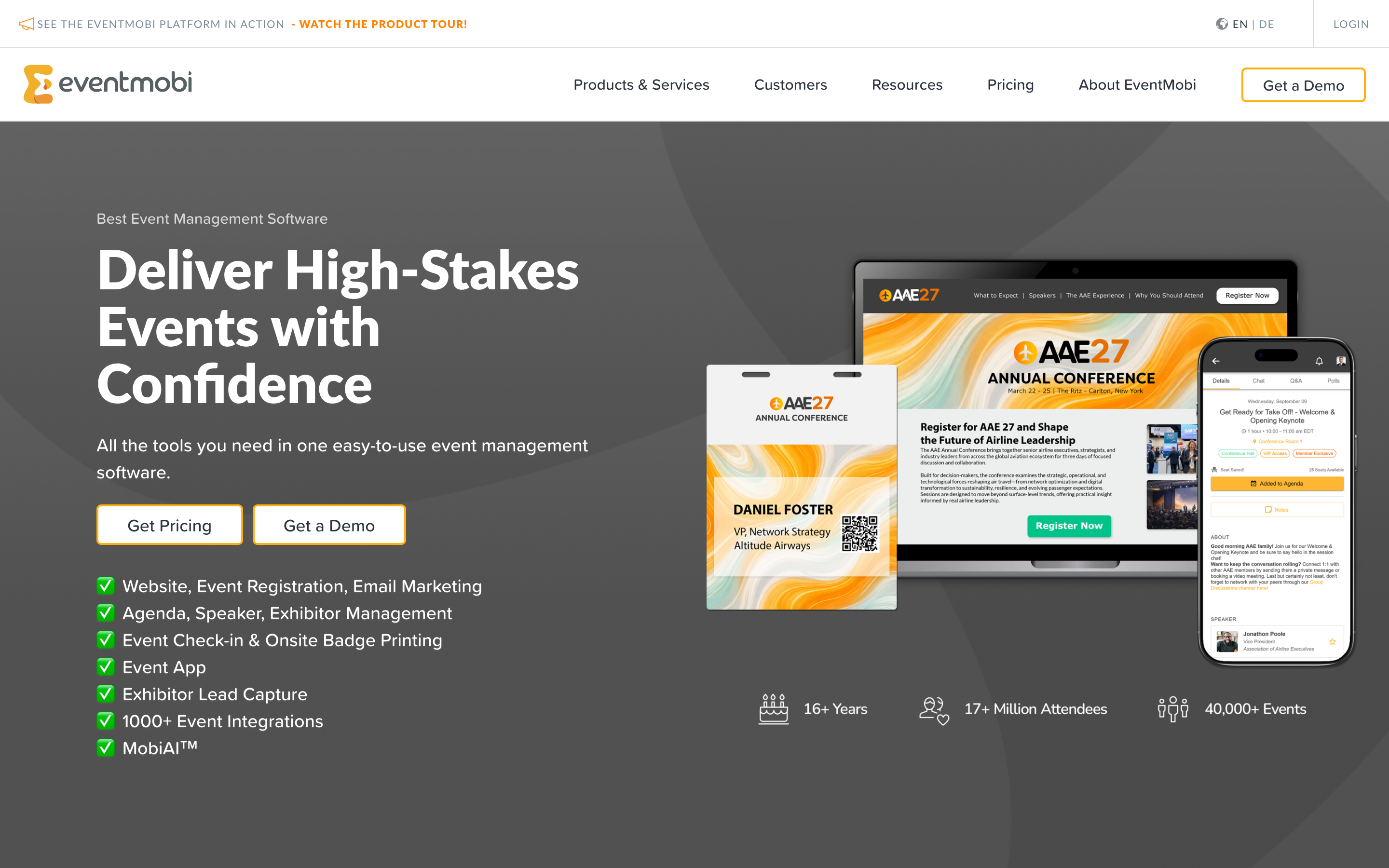 EventMobi event management platform homepage