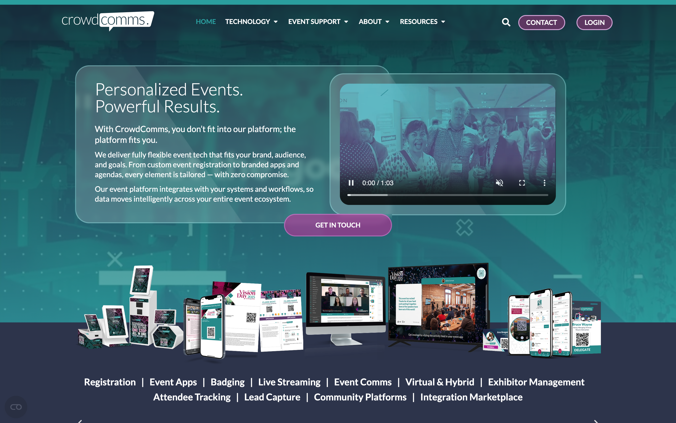 CrowdComms event technology platform homepage