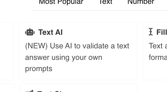 PlayTours Text AI task type that uses AI to validate a text answer using your own prompts