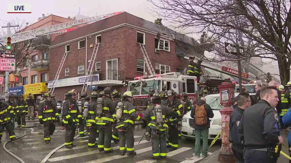 fire at 44-49 College Point Boulevard in Flushing, Queens