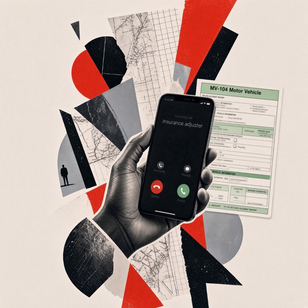 illustration of an insurance adjuster calling after a car accident in new york