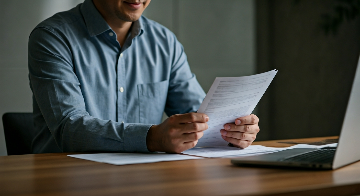 Business owner with payroll documents