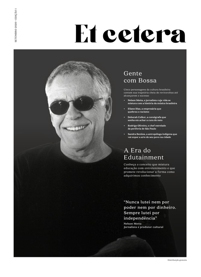 Capa da Et Cetera edição 1, setembro de 2020, com Nelson Motta