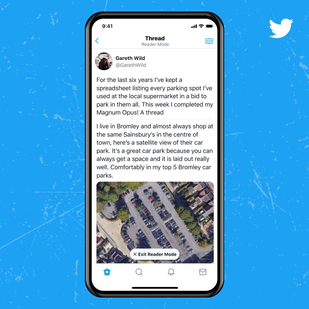 A screenshot showing a Thread by @GarethWild unrolled in Reader Mode on an iPhone