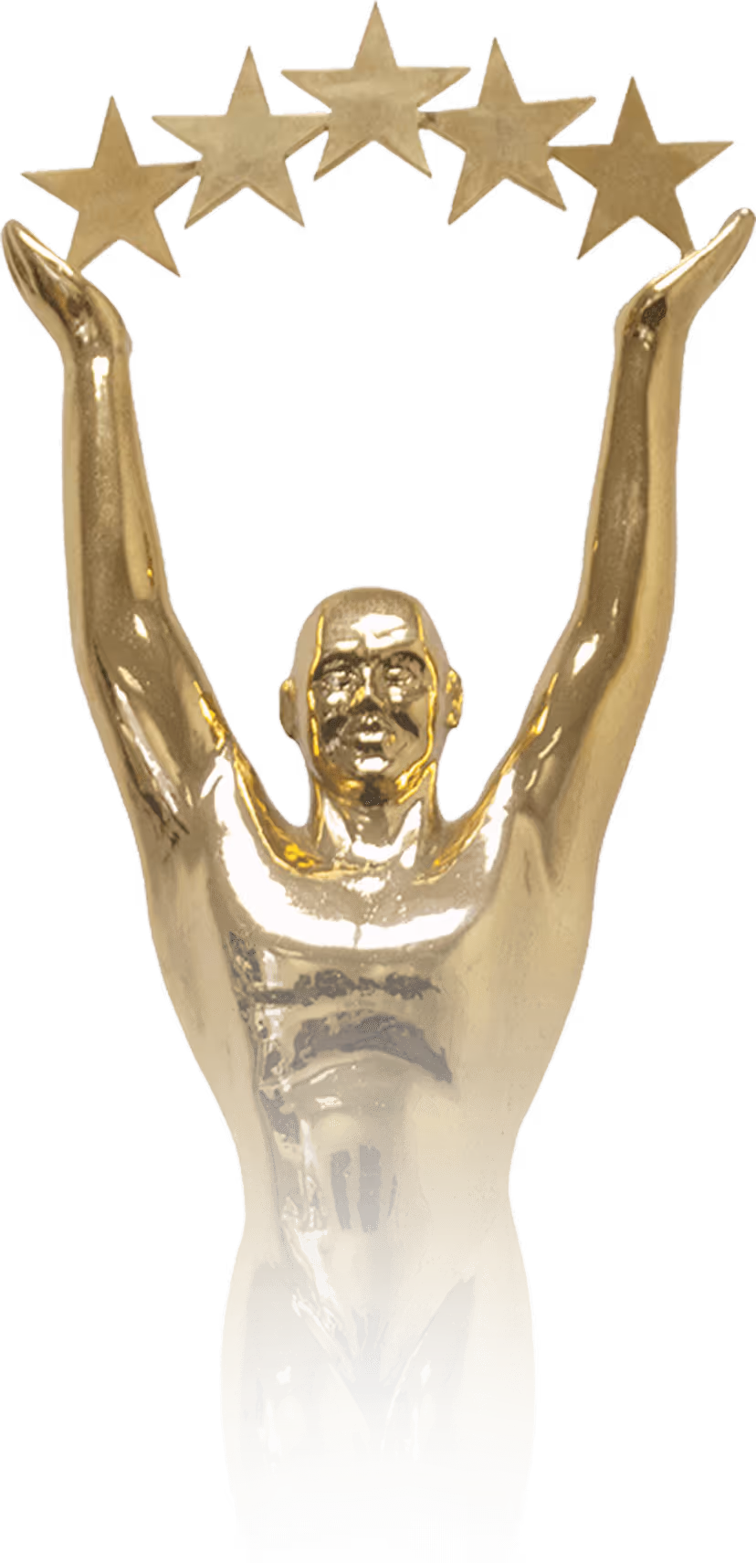 world luxury hotel awards participant logo with gold man statue holding 5 stars