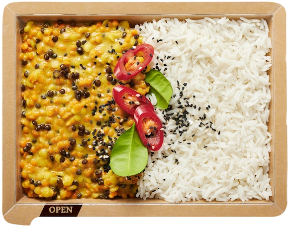 Buntes Linsencurry mit Reis