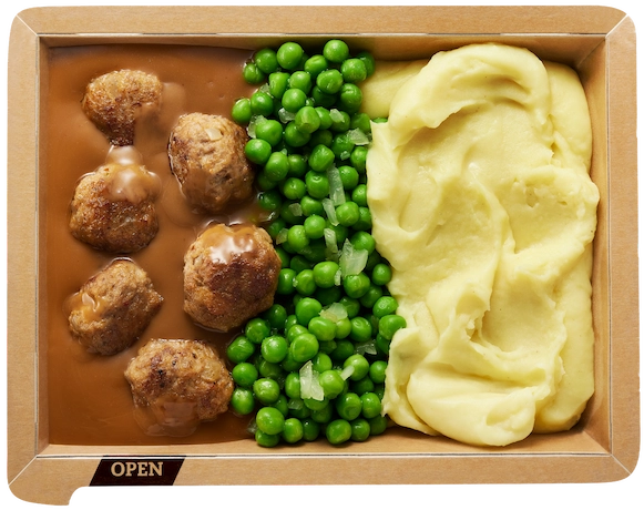 Fleischbällchen mit Kartoffelpüree und Erbsen