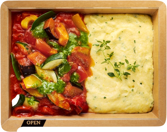 Ratatouille-Gemüse mit Kräuterpolenta