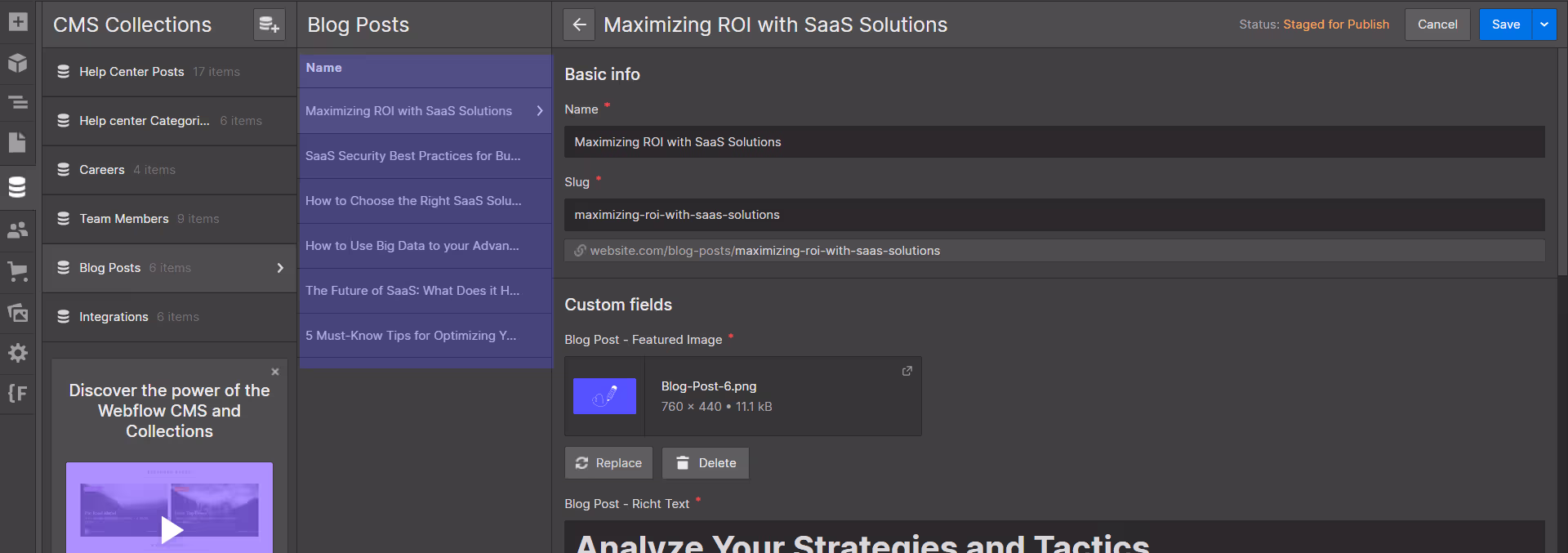 a screenshot of editing dynamic content