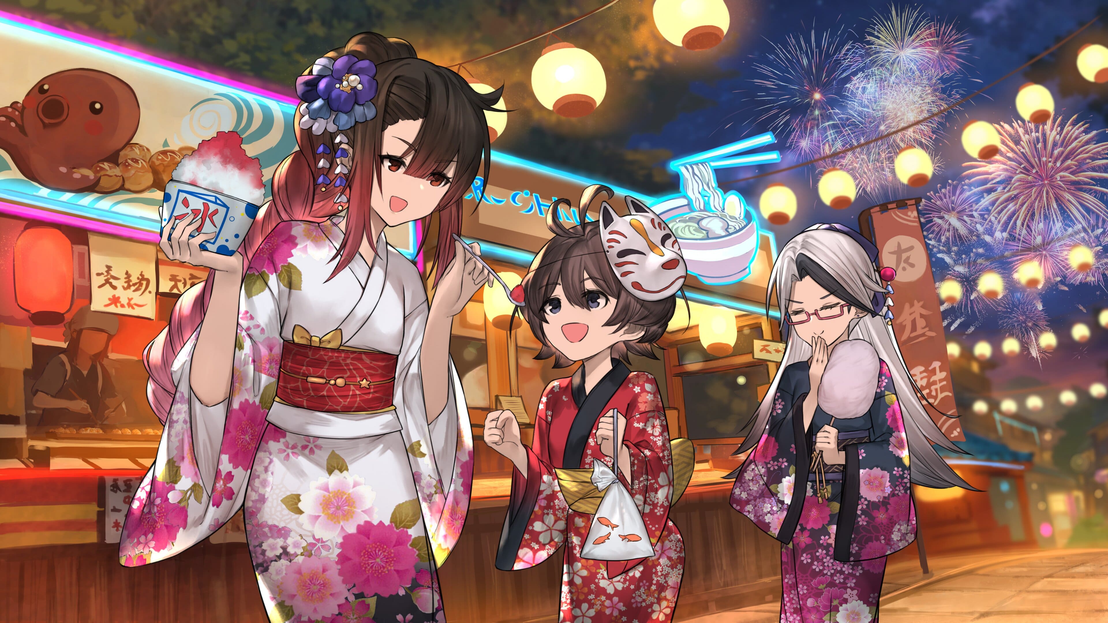 Anime drawing of human girl working in a factory with robots