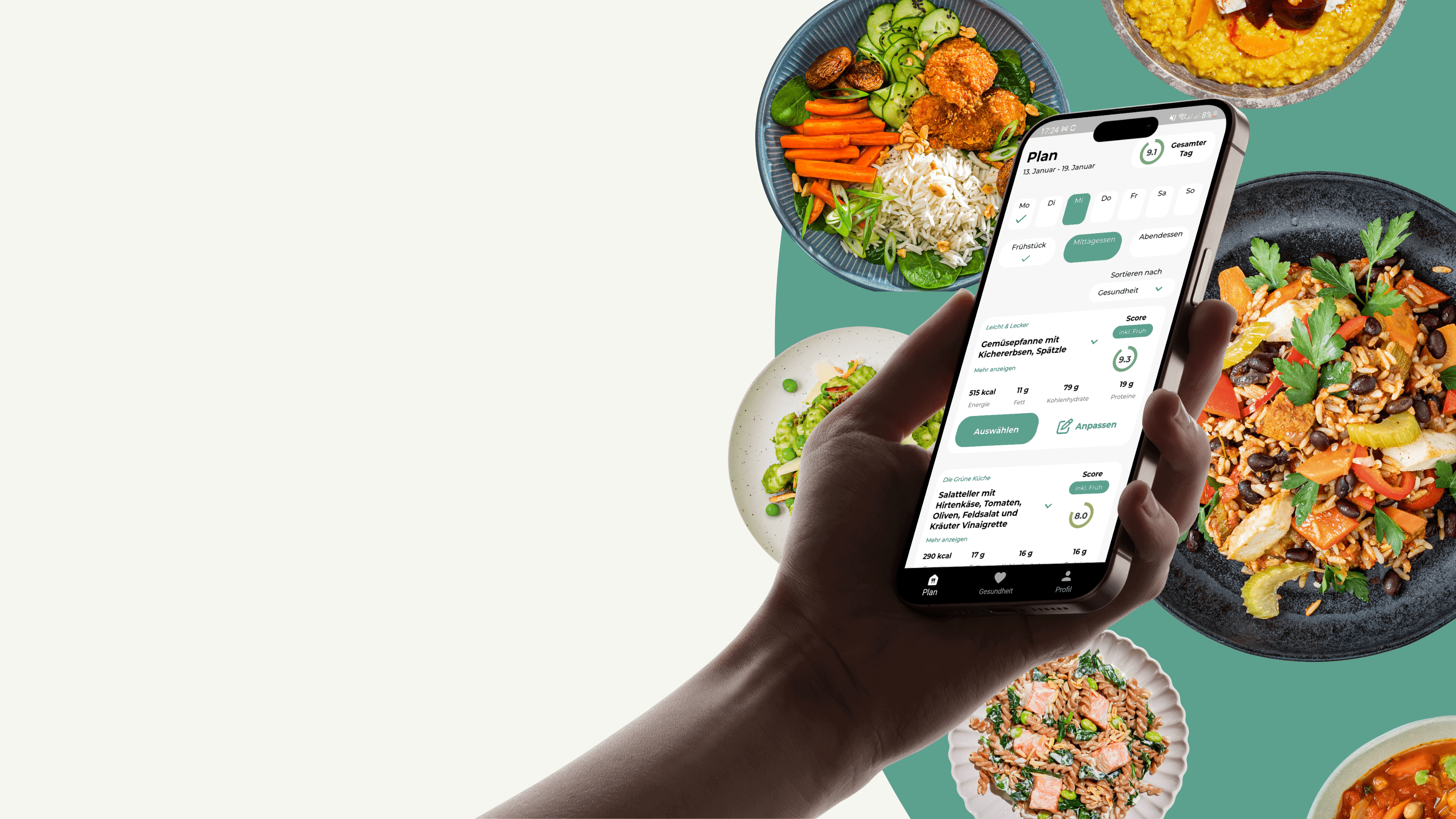 odacova Food-Guide App mit Tellergerichten