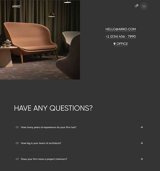 Screenshot Contact 02 - Arko Webflow Template