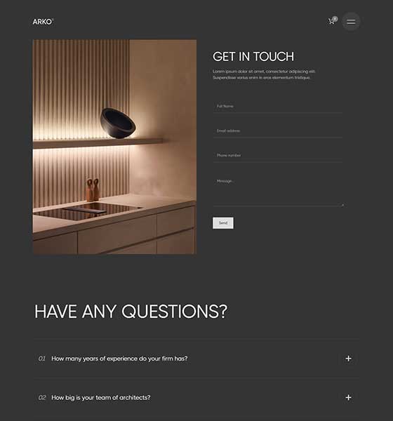 Screenshot Contact 01 - Arko Webflow Template