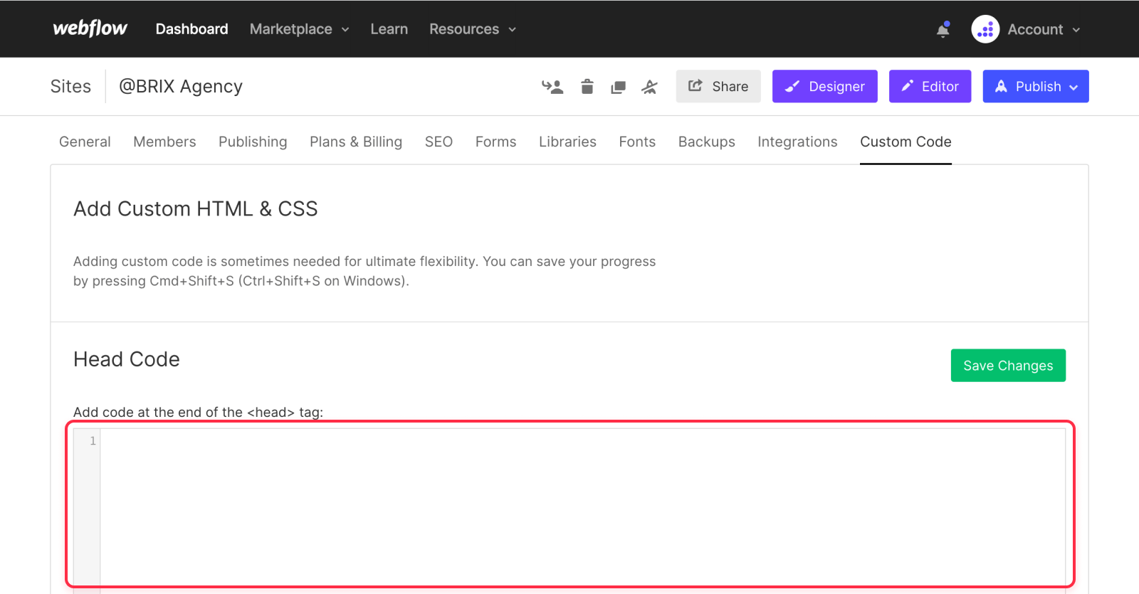 How to add global CSS on Webflow to Stylize HubSpot Form