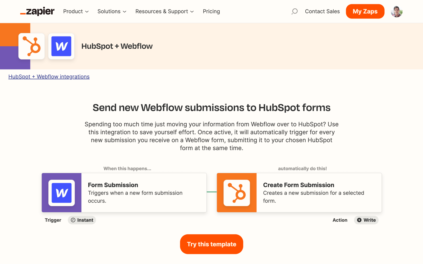 Create a Zap in Zapier to Connect Webflow Form with HubSpot CRM