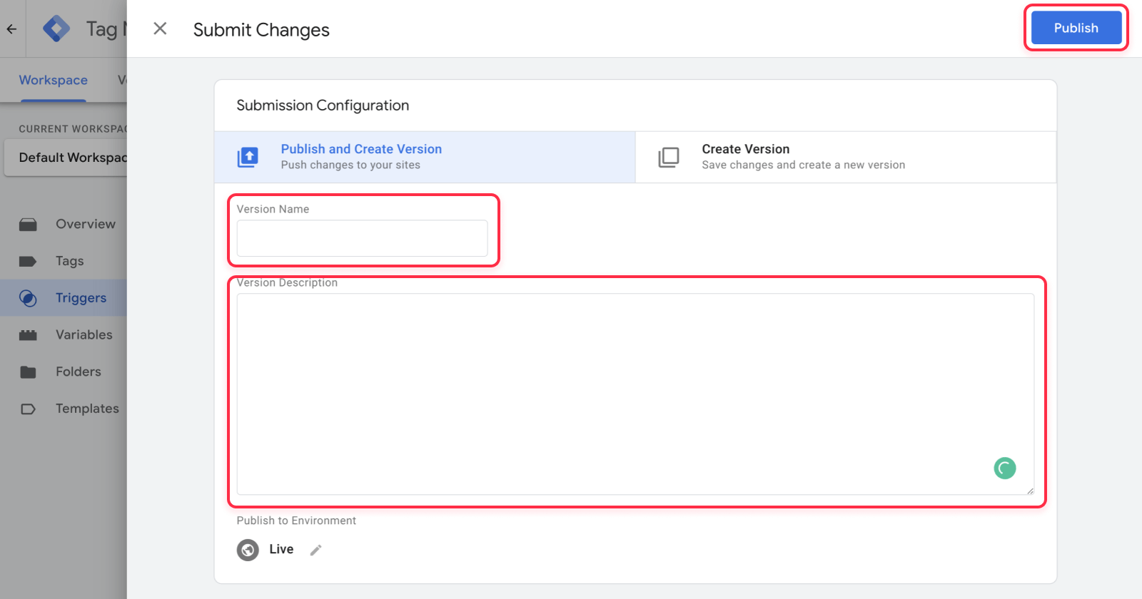 Publish Changes in Google Tag Manager